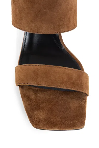 Aeyde Square Toe High Heel Sandals In Brown