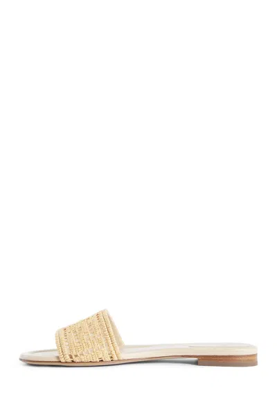 Fendi `ff` Embroidery Slides In Gold