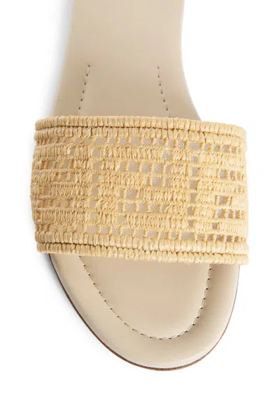 Fendi `ff` Embroidery Slides In Gold