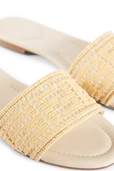 Fendi `ff` Embroidery Slides In Gold