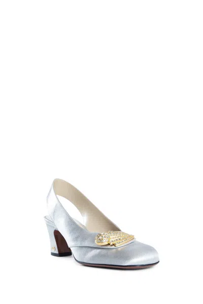 Valentino Garavani Adamantine Slingback Pumps In Glitter Fabric 60mm Woman Silver 39.5 In Multi