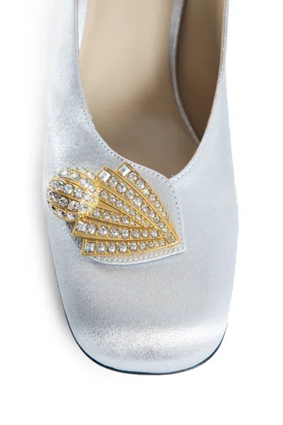 Valentino Garavani Adamantine Slingback Pumps In Glitter Fabric 60mm Woman Silver 39.5 In Multi