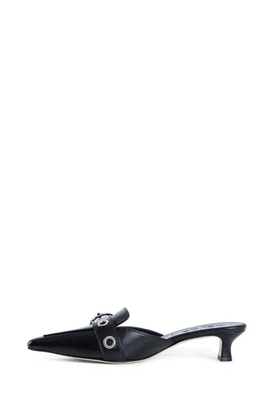 Aeyde Danielle Buckle-embellished Zebra-print Pony Hair Mules