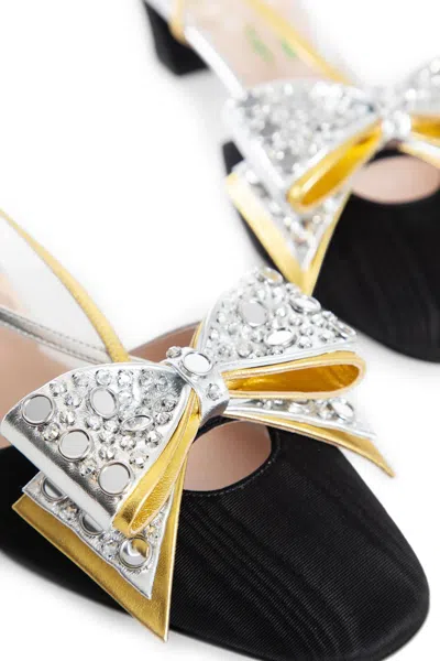 Valentino Bowow Leather-trimmed Satin Slingback Pumps In Black