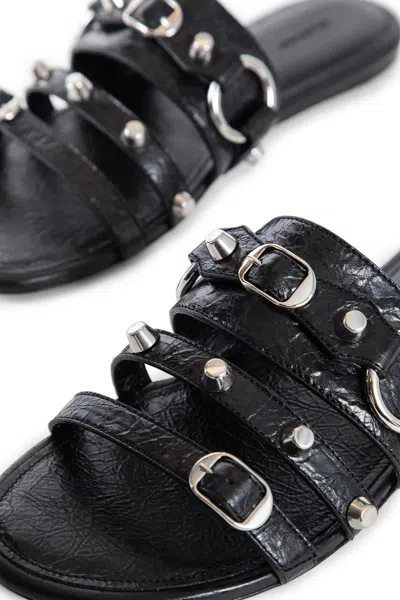 Balenciaga City Flat Sandals In Black