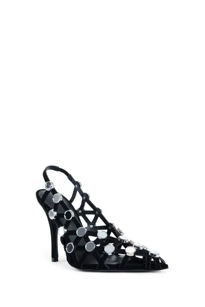 Attico 105mm Grid Rhinestone-embellished Pumps In Black