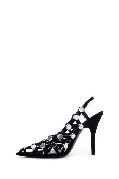 Attico 105mm Grid Rhinestone-embellished Pumps In Black