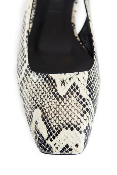 Aeyde Geraldine Snake Print Slingback Flats In Black&white
