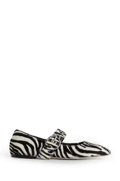 Aeyde Buckle Detail Zebra Pattern Ballerina Shoes