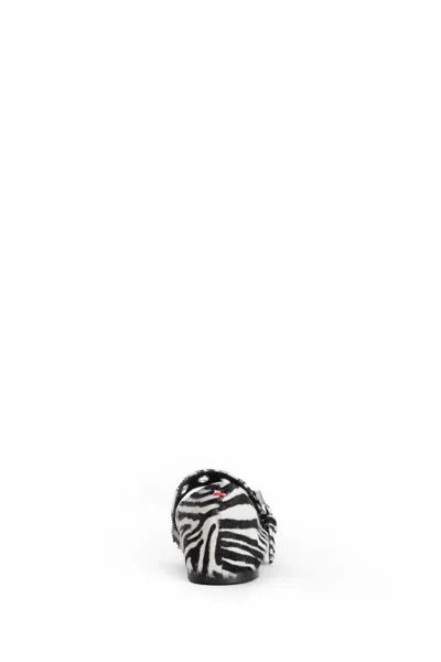 Aeyde Buckle Detail Zebra Pattern Ballerina Shoes