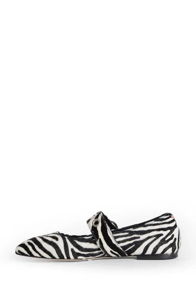 Aeyde Buckle Detail Zebra Pattern Ballerina Shoes