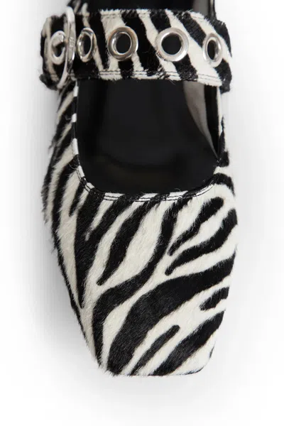 Aeyde Buckle Detail Zebra Pattern Ballerina Shoes