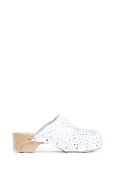 Balenciaga Scholl X 'clog' Perforated Rivet Wooden Mules In Neutral