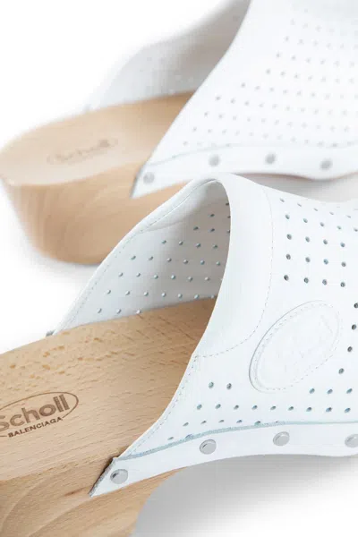 Balenciaga Scholl X 'clog' Perforated Rivet Wooden Mules In Neutral