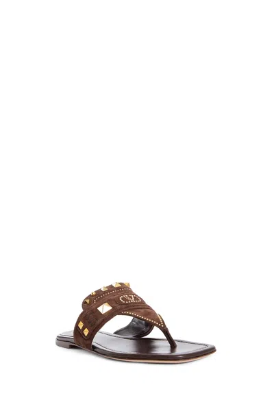 Valentino Garavani Plaster Caster Thong Sandals In Brown