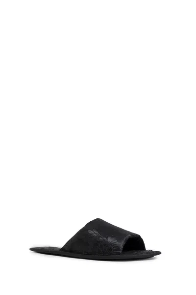 The Row Frances Slipper Open Toe Flats In Black