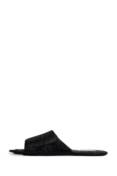 The Row Frances Slipper Open Toe Flats In Black