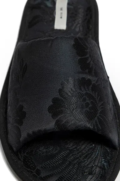 The Row Frances Slipper Open Toe Flats In Black