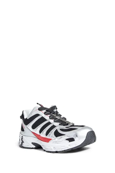 44 Label Group Dragger Sneakers In Silver Leather And Fabric In Silver