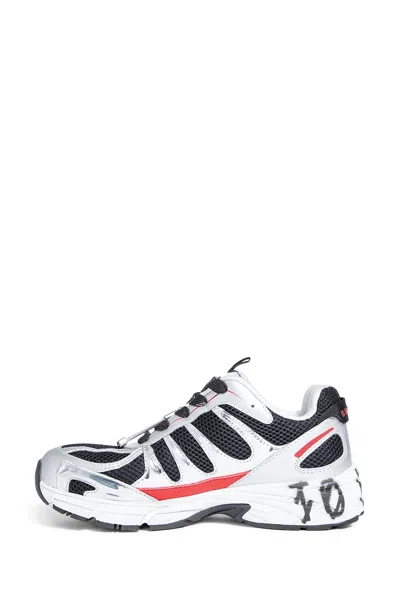 44 Label Group Dragger Sneakers In Silver Leather And Fabric In Silver