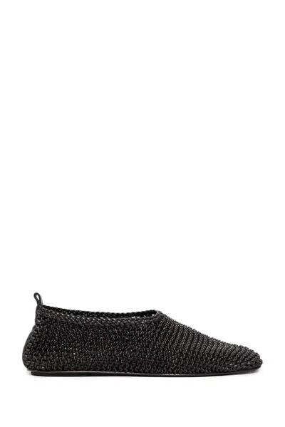 Totême Toteme Woven Leather Ballerina Flat In Black