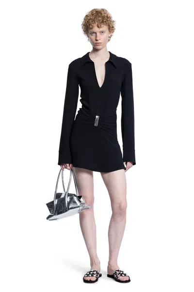 Attico Mini Dress With Deep V-neck In Black