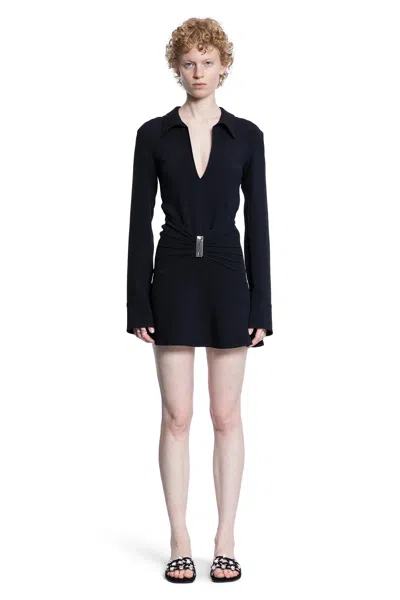 Attico Mini Dress With Deep V-neck In Black