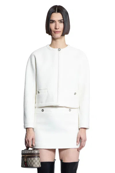 Gucci Women Wool-blend Boucle Jacket In White