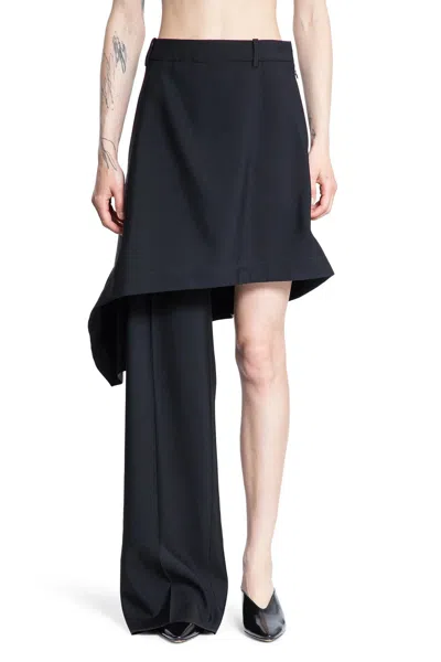 Bottega Veneta Asymmetrical Wool Skirt With Tailored Drape In Black