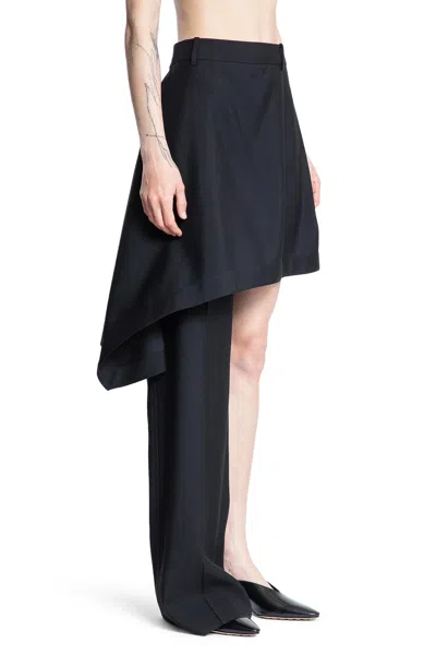 Bottega Veneta Asymmetrical Wool Skirt With Tailored Drape In Black