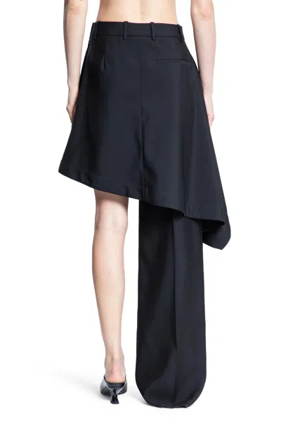 Bottega Veneta Asymmetrical Wool Skirt With Tailored Drape In Black