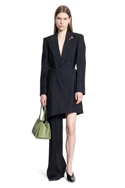 Bottega Veneta Asymmetrical Wool Skirt With Tailored Drape In Black
