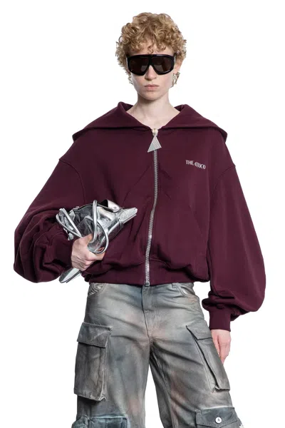 Attico Bordeaux Cropped Sweatshirt With Fixed Hood And Logo Lettering On The Front In Cotton Woman In Brown