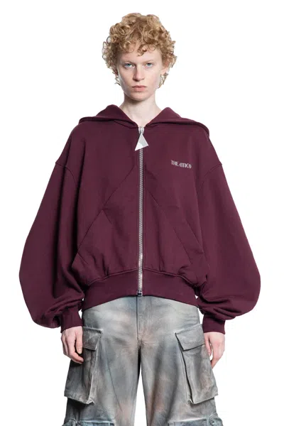 Attico Bordeaux Cropped Sweatshirt With Fixed Hood And Logo Lettering On The Front In Cotton Woman In Brown