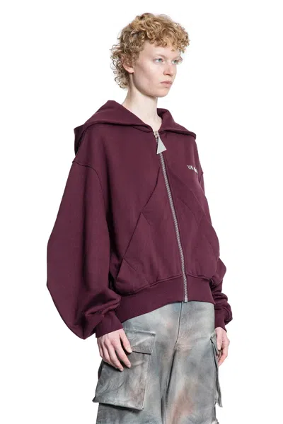 Attico Bordeaux Cropped Sweatshirt With Fixed Hood And Logo Lettering On The Front In Cotton Woman In Brown