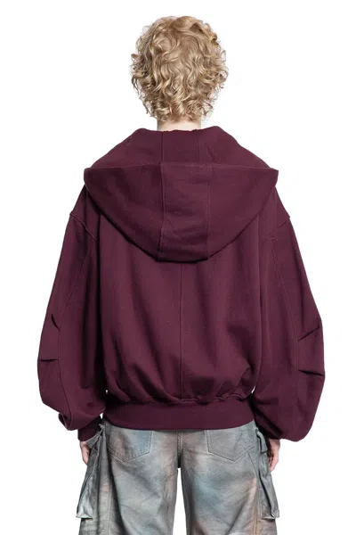 Attico Bordeaux Cropped Sweatshirt With Fixed Hood And Logo Lettering On The Front In Cotton Woman In Brown