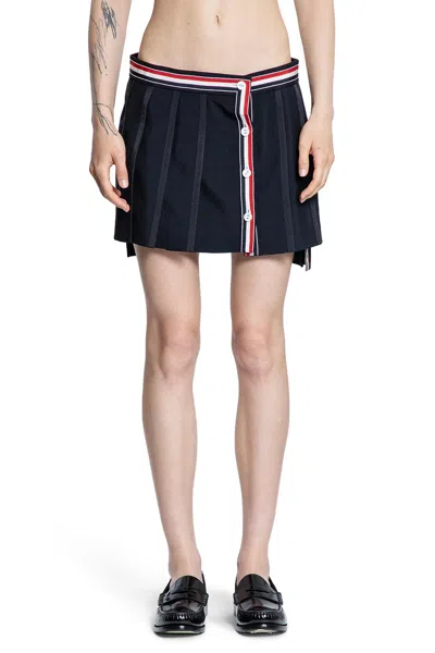 Thom Browne Thom E Women's Ruffled Mini Skirt In Wool Blend In Black