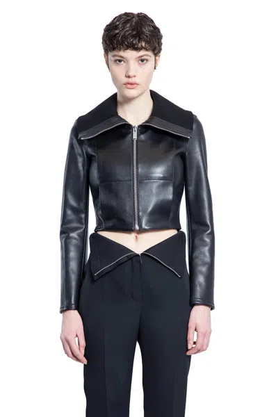 Alexander Mcqueen Folded-collar Leather Jacket In Black