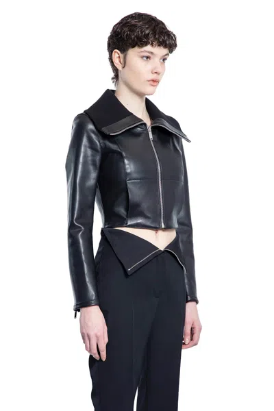 Alexander Mcqueen Folded-collar Leather Jacket In Black