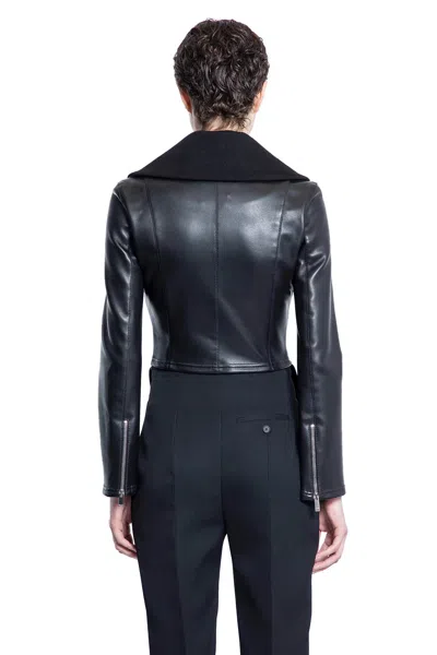 Alexander Mcqueen Folded-collar Leather Jacket In Black