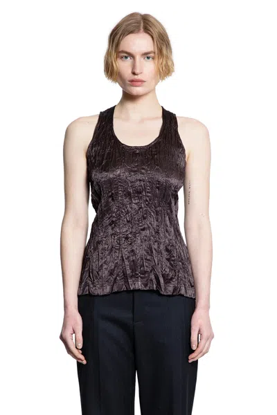 Bottega Veneta Crushed Slick Viscose Tank Top In Brown