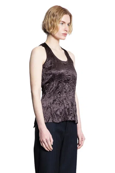 Bottega Veneta Crushed Slick Viscose Tank Top In Brown