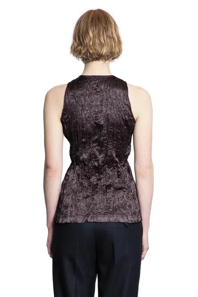 Bottega Veneta Crushed Slick Viscose Tank Top In Brown
