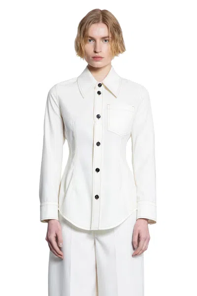 Bottega Veneta Travel Light Wool Shirt In Off-white