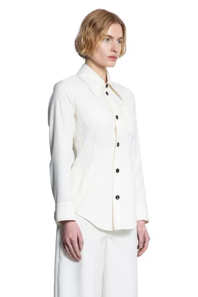 Bottega Veneta Travel Light Wool Shirt In Off-white