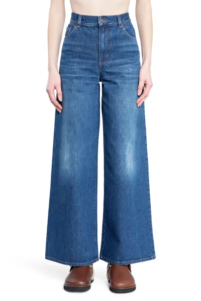 Chloé Chloe' Wide Leg Denim Jeans In Black
