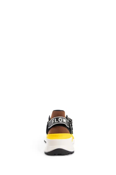 Fendi Streamline Leather Sneakers With Embossed Ff Print In Multi