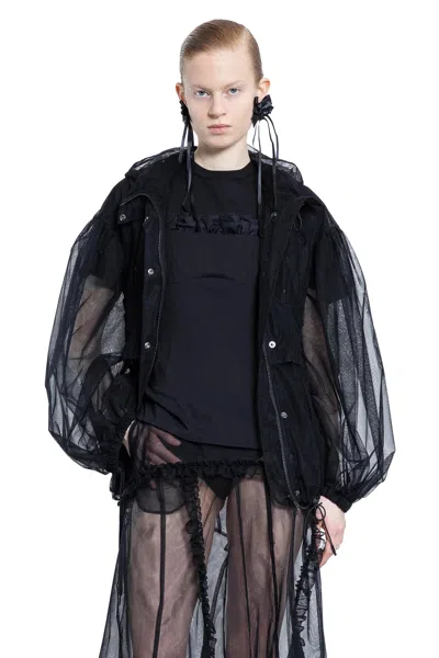 Simone Rocha Puff Sleeve Trapeze Casual Jacket In Black