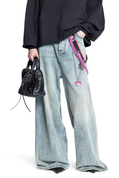 Balenciaga Wide-leg High Waist Jeans With Unique Accessory Chain