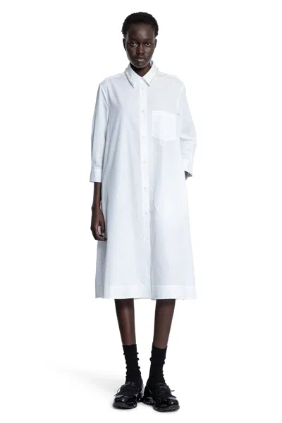 Simone Rocha Elongated Cuff Button Placket Cotton-poplin Shirt In White